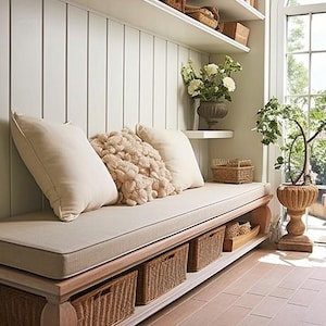 Sunbrella 6&quot; Custom Size Window Seat Cushion - Made to Order- Bench Cushion - Bay Window Cushion - Sitting Pad - Indoor Cushion -Made In USA