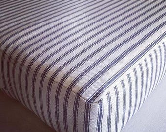 Sunbrella Striped 2&quot; Custom Size Window Seat Cushion - Made to Order- Bench Cushion - Bay Window Cushion - Sitting Pad - Indoor Cushion