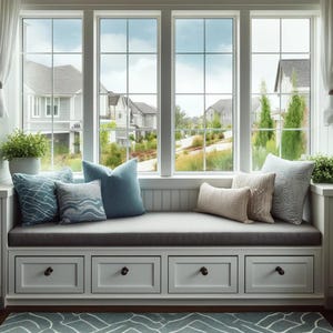 Sunbrella Cast / Bliss Collection  3&quot; Custom Window Seat Cushion - Made to Order- Bench Cushion - Bay Window Cushion - Indoor & Out Cushions