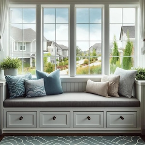 Sunbrella 4&quot; Custom Size Window Seat Cushion - Made to Order- Bench Cushion - Bay Window Cushion - Sitting Pad - Indoor Cushion -Made In USA