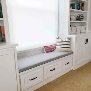 Luxury Sunbrella Plains 4&quot; Custom Size Window Seat Cushion - Made to Order- Bench Cushion - Bay Window Cushion - Indoor & Outdoor Cushions