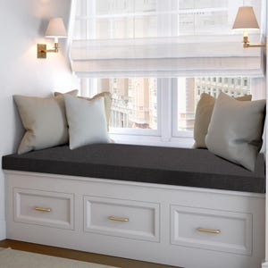 Sunbrella 5&quot; Custom Size Window Seat Cushion - Made to Order- Bench Cushion - Bay Window Cushion - Sitting Pad - Indoor Cushion -Made In USA