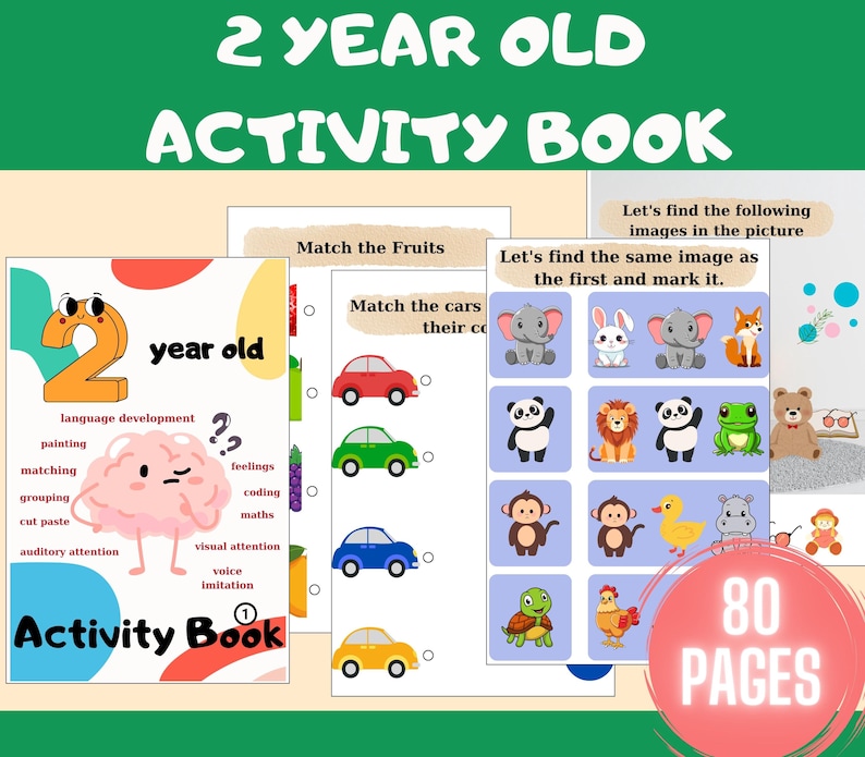 Activity Book, 2 Year Old, Toddler Learning Binder, Preschool ...
