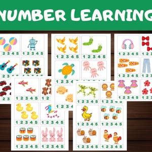 Number Matching Activity - Number Learning - Counting and Tracing Game - Toddlers & Preschool - Numbers Worksheet - Toddler, Preschool