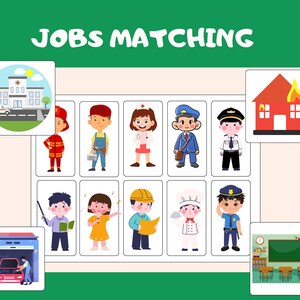 Community Helpers Preschool Sorting Mats. Professions Printable Activity. Jobs and Occupations Worksheets. Toddler Busy Book Pages.