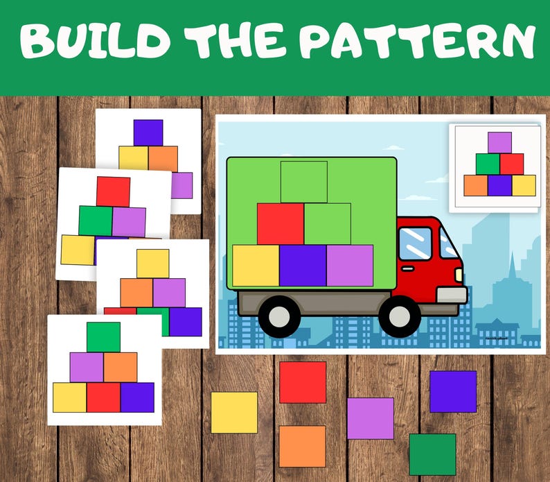 Build the Pattern, Preschool Pattern Activity, Toddler Matching Game ...