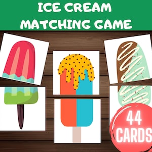 Ice Cream Matching Game for kids, Ice Cream Matching Activity, Summer Games, Toddler Matching Activity, Pattern Matching, Busy Book Toddler