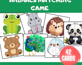 Dieren matching game voor kinderen, boerderijsafari matching activiteit, dieren spellen, peuter matching activiteit, leermap, voorschoolse centra