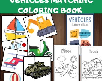 May include: A colouring book featuring a selection of vehicles to colour, including a plane, truck, excavator, helicopter, ambulance, scooter, boat, and hot air balloon. The book is titled "Vehicles Colouring Book" on the cover.