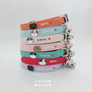 Handgeborduurde kattenhalsband: gepersonaliseerd katoenen linnen, afgescheiden kittenhalsband