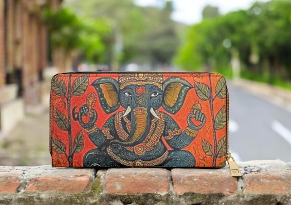 Elephant Wallet, Ganesha Coin Purse, Hindu Deity Zip Wallet