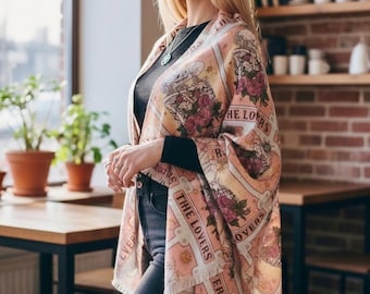 The Lovers Tarot Scarf, Dark Feminine Witchy Shawl