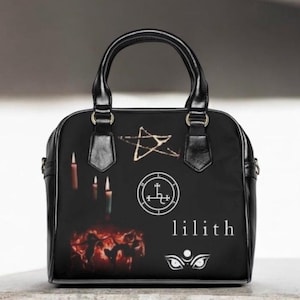 Bolso de hombro de bruja gótica, bolso de demonio, bolso de estilo gótico oculto, cartera de bruja, bolso satánico de Baphomet, regalo de moda de arte Lilith único