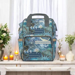 Aquarius Zodiac Backpack Gift - Aqua Blue Astrology Bag Jan 20 to Feb 18 - Celestial Horoscope Birthday Present - Boho Travel Backpack