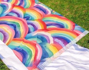 Rainbow Pride Scarf, LGBTQ Lightweight Wrap, Pride Accessory, V-Day Gift For Gay Trans Lesbian Lovers Friends, Watercolor Rainbow Scarf Wrap