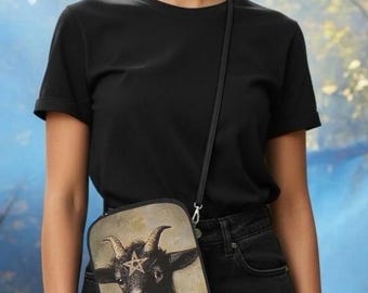 Baphomet Pentagram Travel Document Wallet Gothic Passport Organizer Lanyard Wristlet