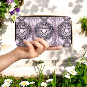 Zipper Wallet, Pastel Goth Witchy Purse Mystic Style Celestial Chic, Wiccan Clutch Pagan Accessory Cosmic Vibes Enchanted Design