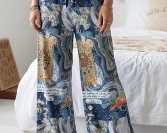 Cancer Zodiac Celestial Lounge Pants Mystic Astrology Moon Pajama Bottoms