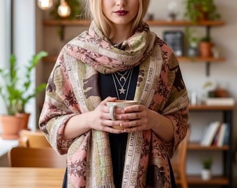The Lovers Tarot Scarf, Dark Feminine Witchy Shawl