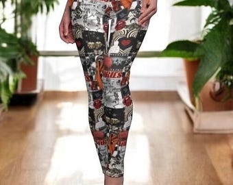 Leggings del signo zodiacal Aries, pantalones de estilo urbano con astrología llamativa, ropa deportiva con estampado del signo de fuego Aries, leggings de estilo místico celestial.