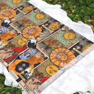 Tarotkaartsjaal, omslag Major Arcana, Witchy Tarot-sjaal - occult modeaccessoire voor mystieke en esoterische sfeer, perfect voor fortuin