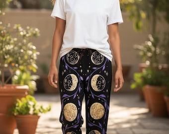 Moon Phase Celestial Lounge Pants Witchy Astrology Pajama Bottoms