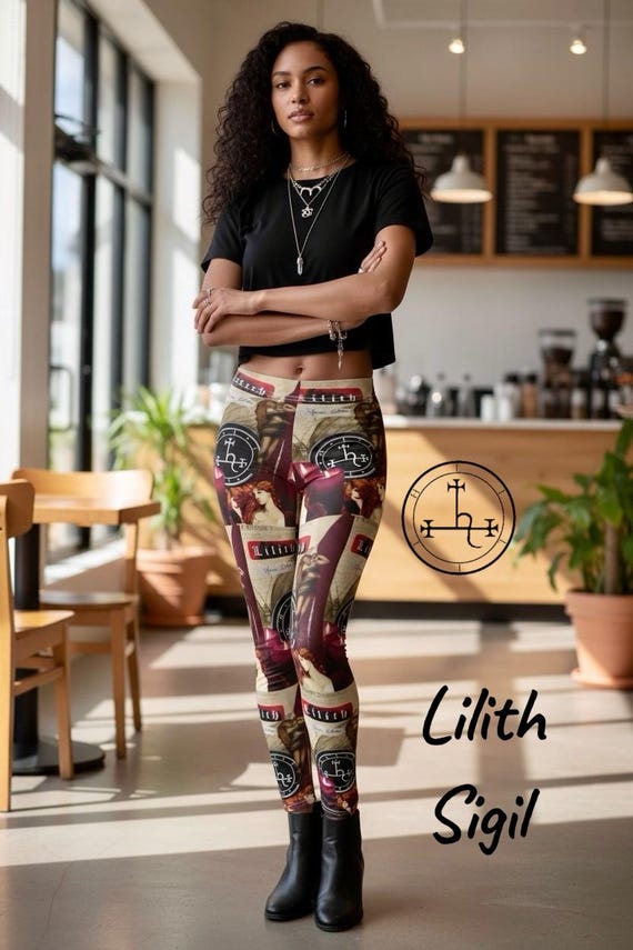 Lilith Sigil Leggings, Gothic Witch Pants, Occult Pagan Apparel