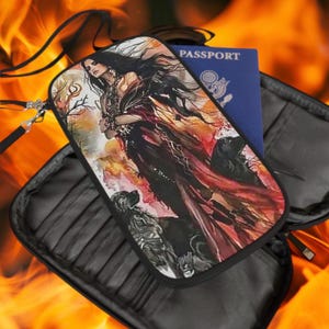 Cartera de pasaporte de la diosa Hécate, bolso de mano de viaje de bruja, mitología griega, academia oscura, regalo, organizador de viaje de bruja pagana