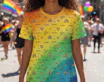 Pride Dress, Pronoun Rainbow Dress, LGBT Gender Fluid Dress, Queer Nonbinary Summer Dress, Gay Pride Outfit, LGBT Gift