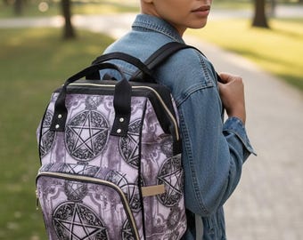 Pentacle Witch Backpack Pastel Gothic Lunar Witch Bag Wiccan Occult School Backpack