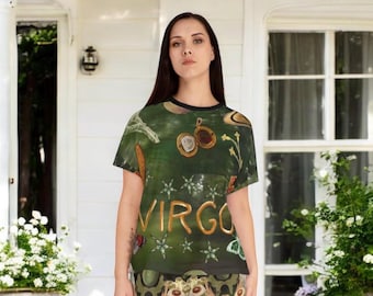 Virgo Zodiac Loungewear Set for Women Celestial Astrology Pajama Outfit with Green Star Constellation Design Witchcore Horoscope Sleepwear