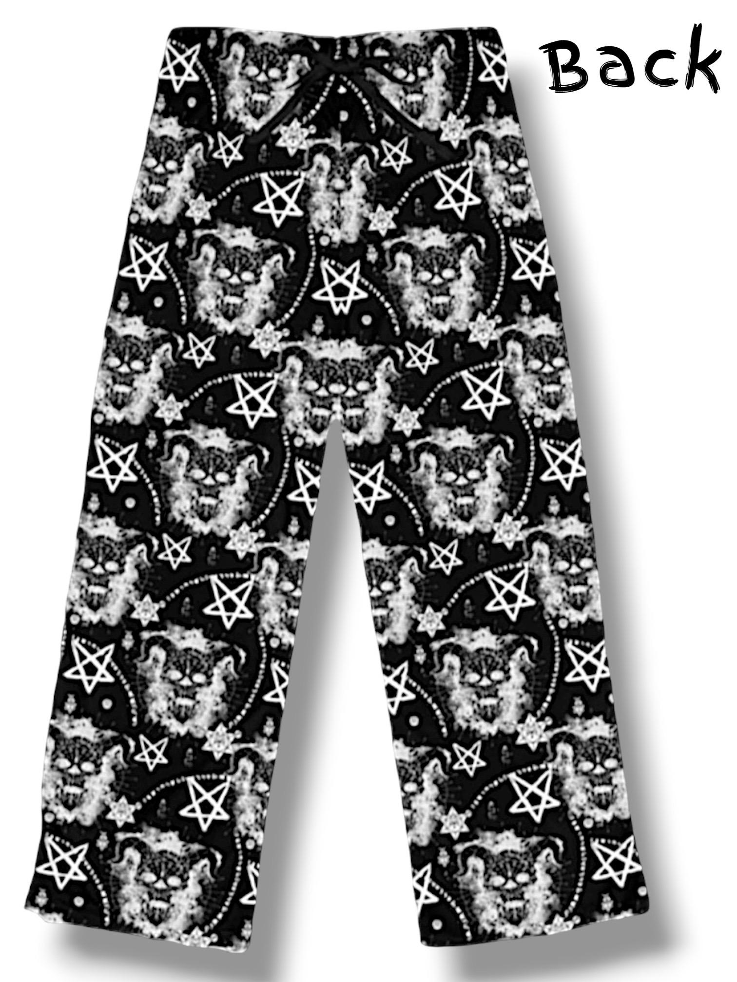 パンツ K.Nakamori emostanceclub Pentagramc Baphomet Lounge Pants, Gothic Occult Demon Pentagram Print Wide