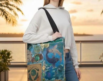 Pisces Zodiac Tote Bag Mystic Astrology Celestial Aesthetic Canvas Tote Zodiac Bag Pisces Gift