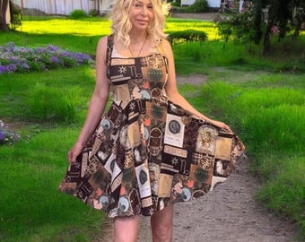 Capricorn Zodiac Sundress for Women  Boho Astrology Dress with Vintage Horoscope Print, Witchy Celestial Star Sign Summer Outfit