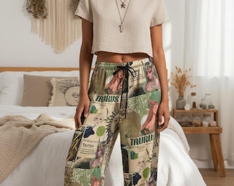 Taurus Zodiac Pajama Pants Women Astrology Gift Horoscope Lounge Pants Celestial Sleepwear April May Birthday Gift Women