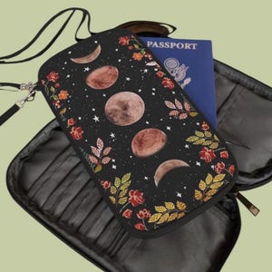 Mondphase Reisebrieftasche Witchy Celestial Passport-Inhaber & Armband Sternzeichen Geschenk für Sie unterwegs