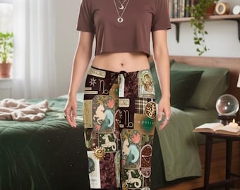 Capricorn Zodiac Pants for Women, Astrology Pajama Bottoms, Celestial Horoscope Lounge Wear, Capricorn Gift for Her