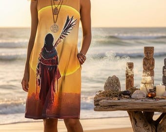 Medicine Woman Dress, Spiritual Healer Dress, Native American Inspired Dress, Solar Witch Dress, Sacred Feminine Dress, Boho Spiritual Dress