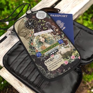 Virgo Zodiac Travel Wallet Astrology Horoscope Organizer Case August September Birthday Gift For Her Celestial Virgo Sign Zipper Pouch