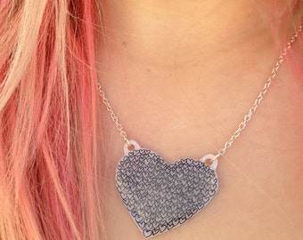 Heart Necklace - Bursting with Love - Black and White Hearts