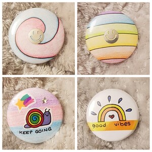Hand Drawn Collage Badge 44mm Button Pin Badge, Unique Assemblage, Glitter, Confetti, Illustration, Sparkle image 8