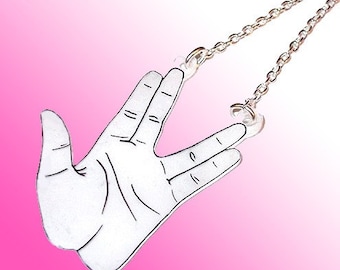 Live Long And Prosper - Spock Happy Hands necklace - Vulcan hand sign - Star Trek, Trekkie, Leonard Nimoy