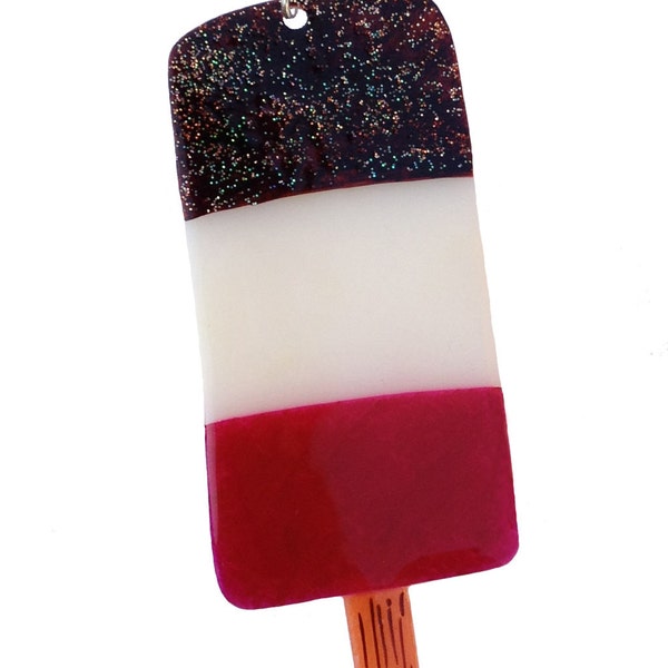 Fab Ice Lolly Pendant Necklace - SUPERSIZE SUMMER SPECIAL... strawberry, vanilla and chocolate with Glitter Sprinkles - yum