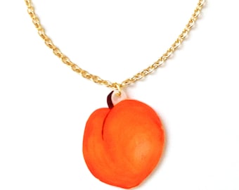 Peach Fruit Necklace - Pendant, Juicy, British, Orange, Tree, Woodland
