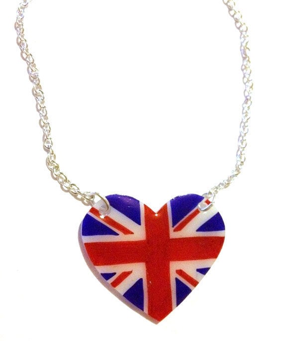 Union Jack Heart Necklace Patriotic Flag Jewellery for - Etsy
