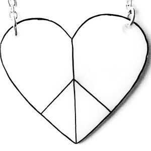 Peace Heart Necklace Valentine's Peace and Love Black and White CND Peace Symbol image 2