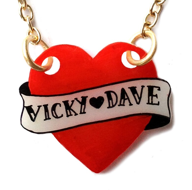Heart Banner Necklace Valentine's Personalised Name - Etsy Heart Banner Necklace Valentine's Personalised Name - Etsy