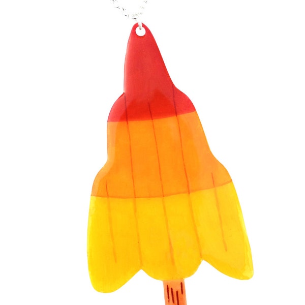 Zoom / Rocket Ice Lolly Pendant Necklace - SUPERSIZE SUMMER SPECIAL... strawberry, orange and lemon - yum