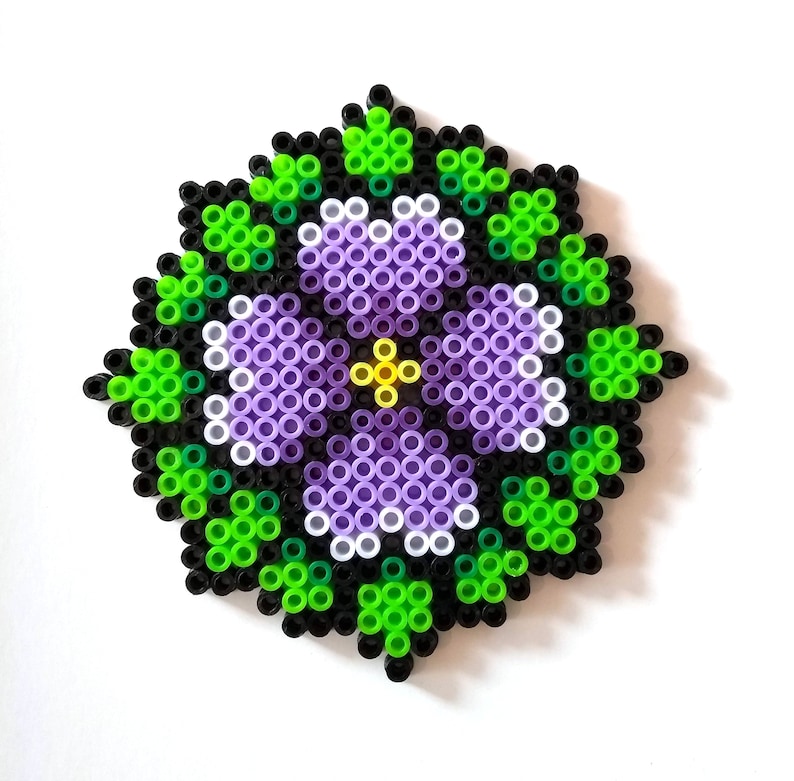 Flower Pixel Bead Coaster Choose Your Favourite or Set of 4 Flat Perler