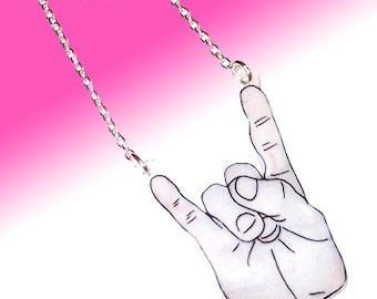 Happy Hands necklace - Devil Horns hand sign
